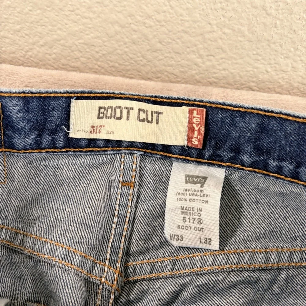 Vintage Levis 517 Bootcut Denim Pants Jeans Men 33x32 Blue Western Cowboy‎ Y2K